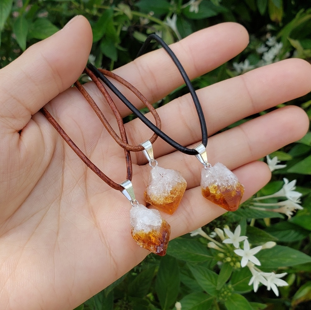 Raw citrine choker necklaces